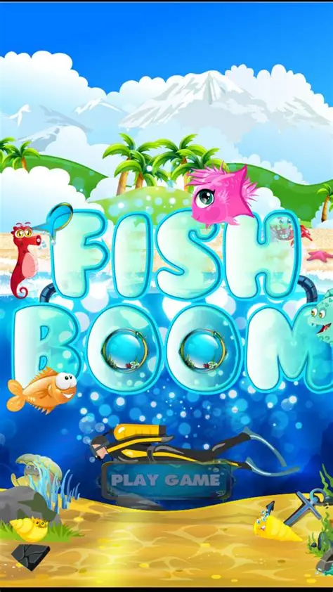 Cartoon diver surrounded by sea creatures and bubbles