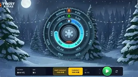 Snowy forest slot gauge with glowing bonus values