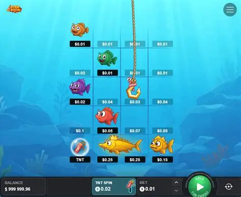 Underwater slot grid with colorful fish icons